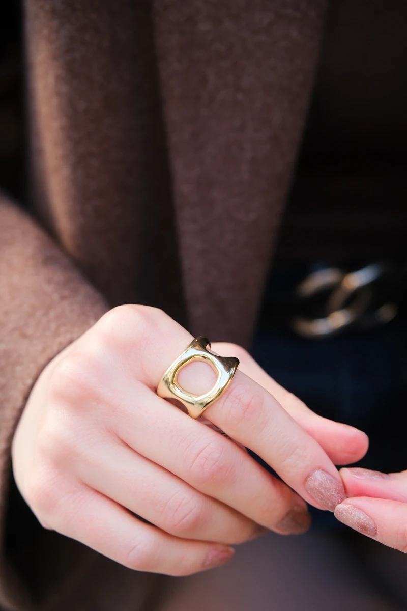 Boş Halka Tasarım Gold Yüzük 