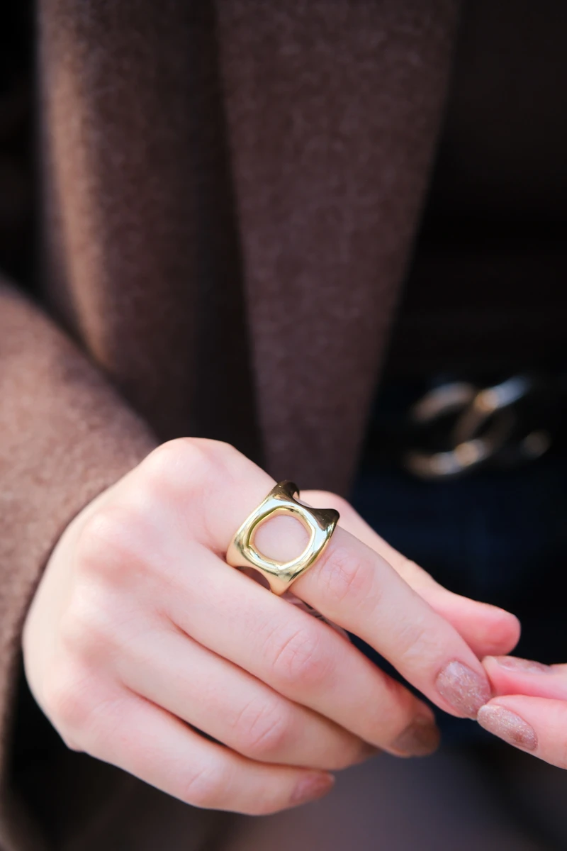 Boş Halka Tasarım Gold Yüzük 