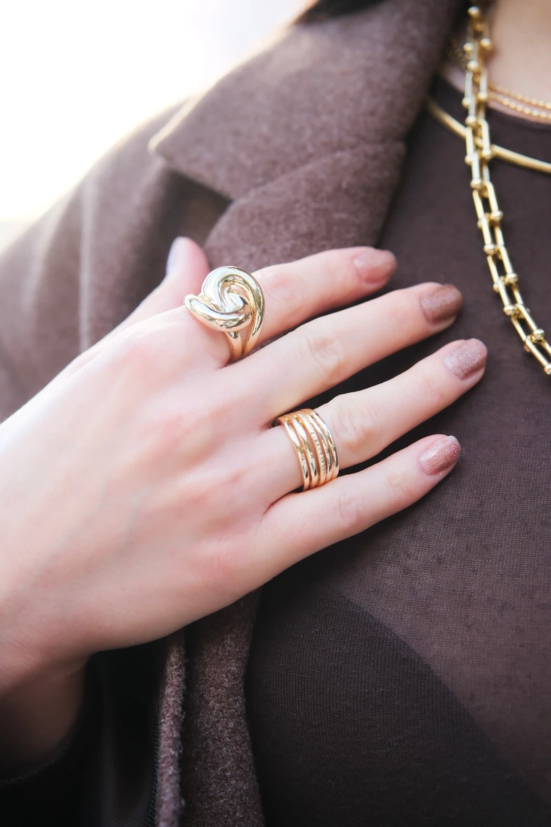 Metal S Tasarım Gold Yüzük 