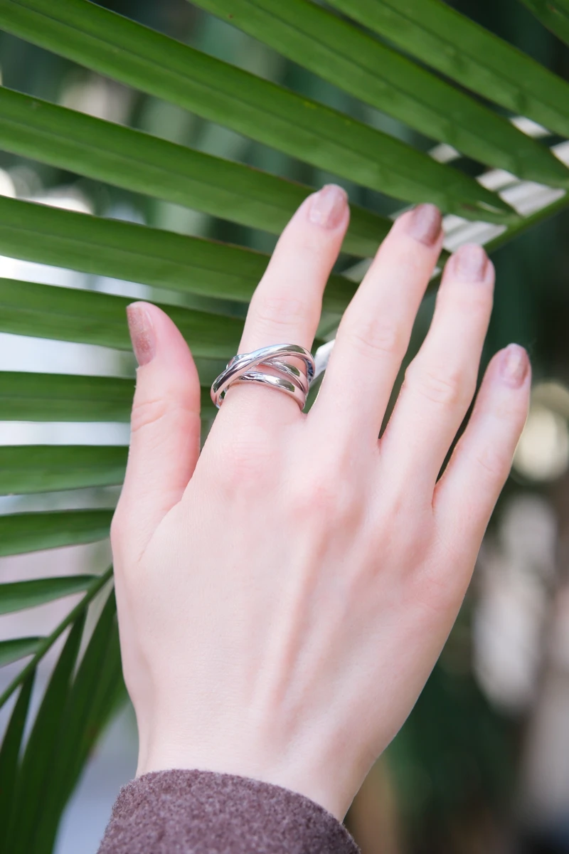 Metal Sarmal Tasarım Gümüş Yüzük 