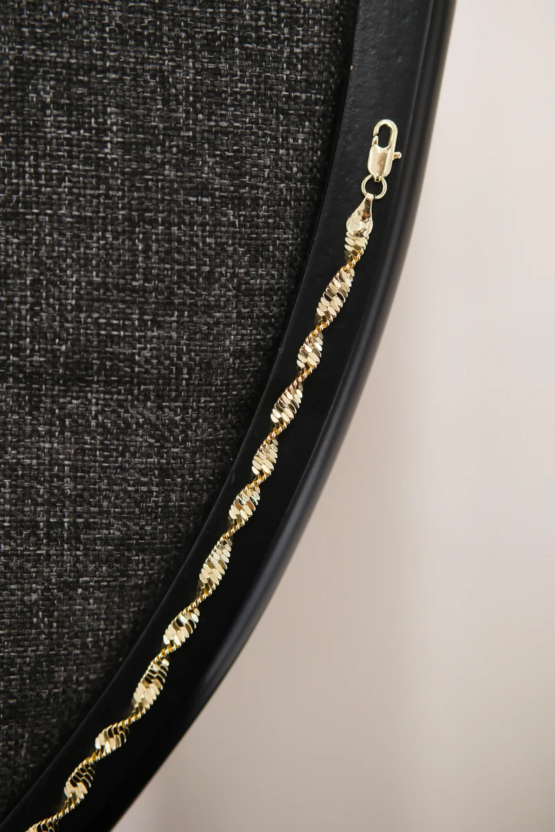 Dalgalı İtalyan Zincir Tasarım Gold Bileklik