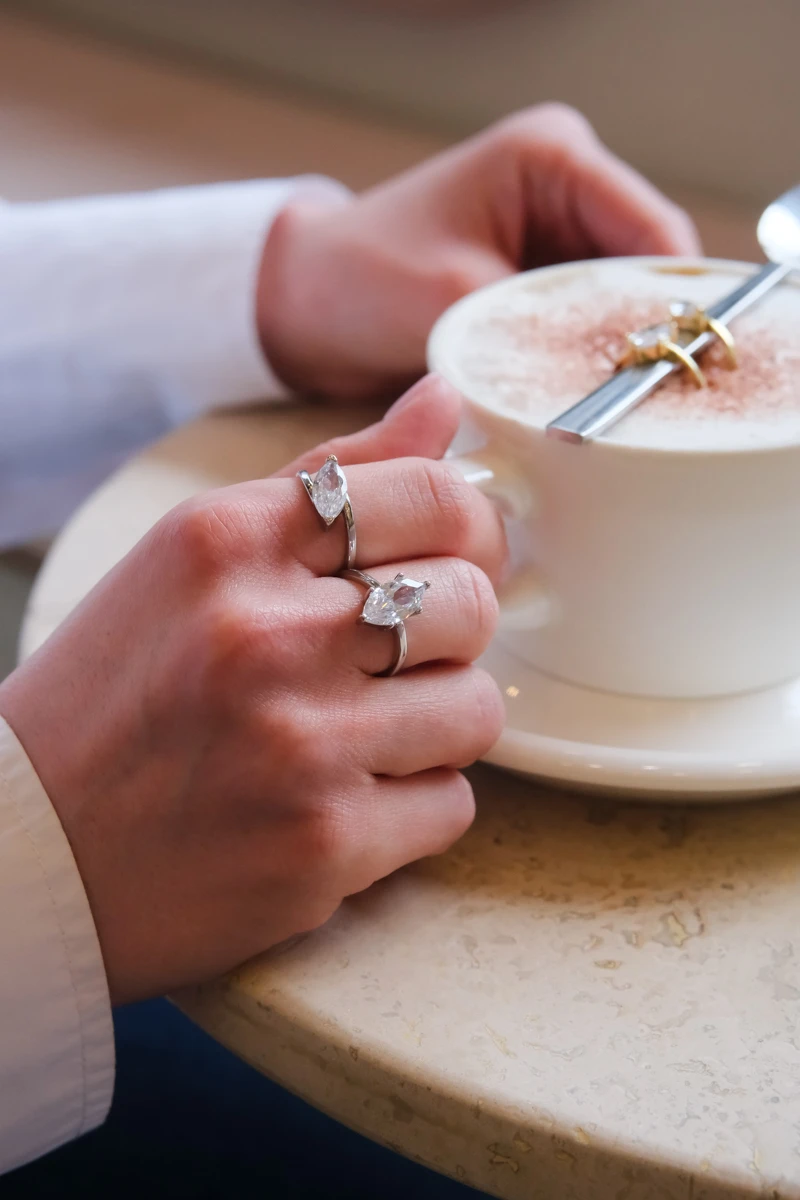 Markiz Taş Detaylı Gümüş Yüzük