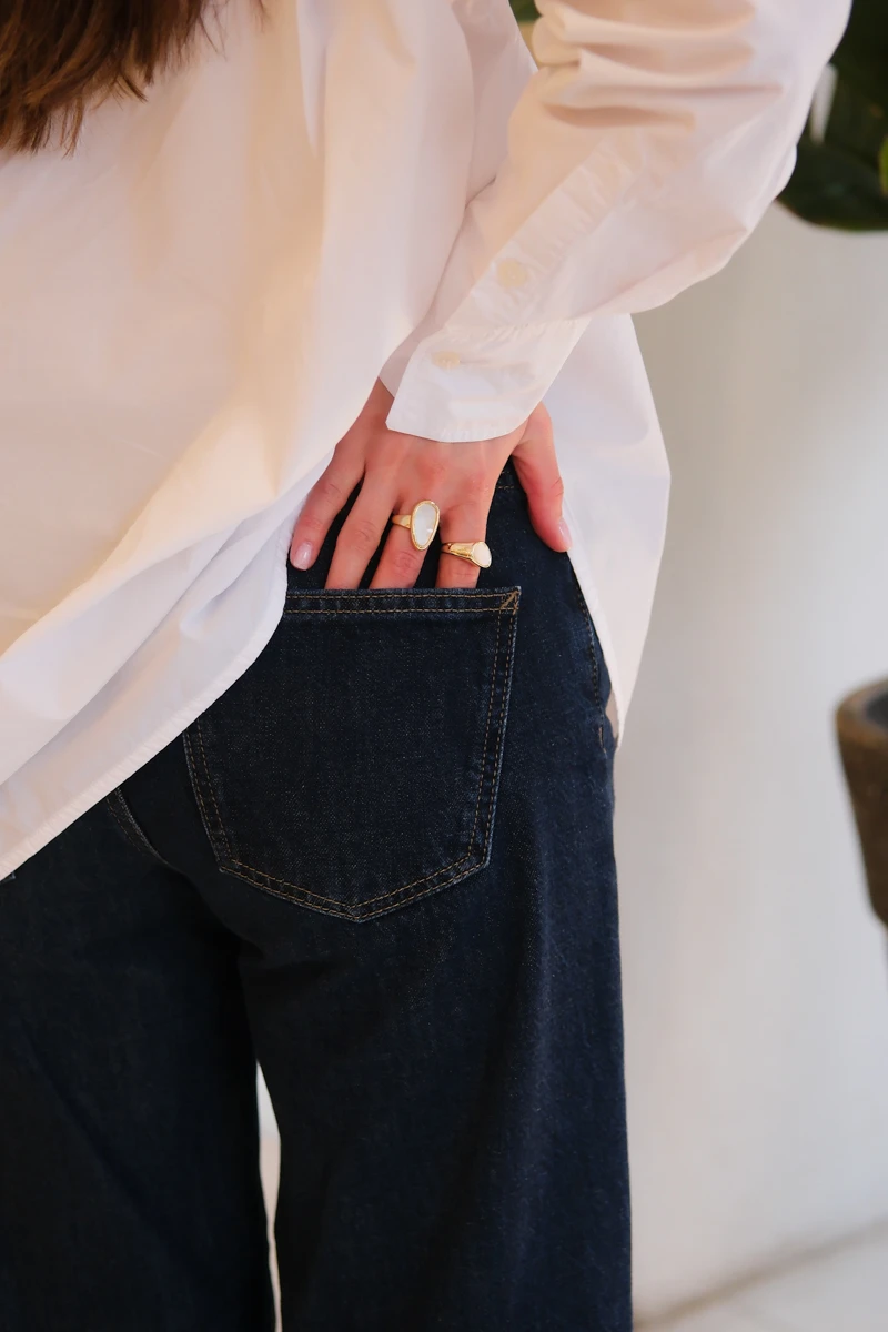 Sedefli Plaka Tasarım Gold Yüzük 